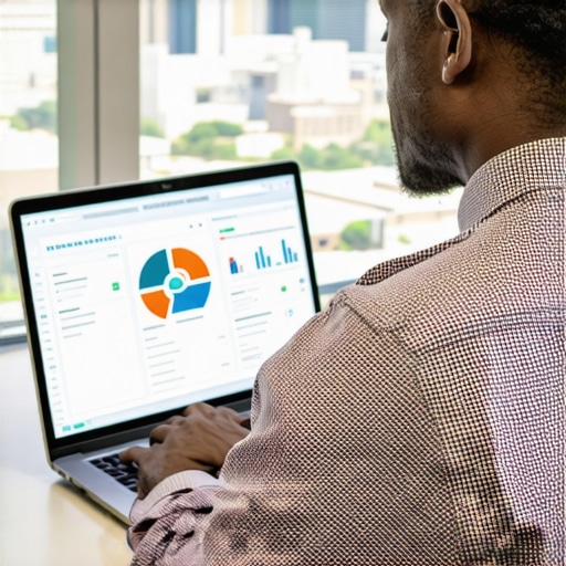 SEO strategist analyzing local SEO data with Plano cityscape