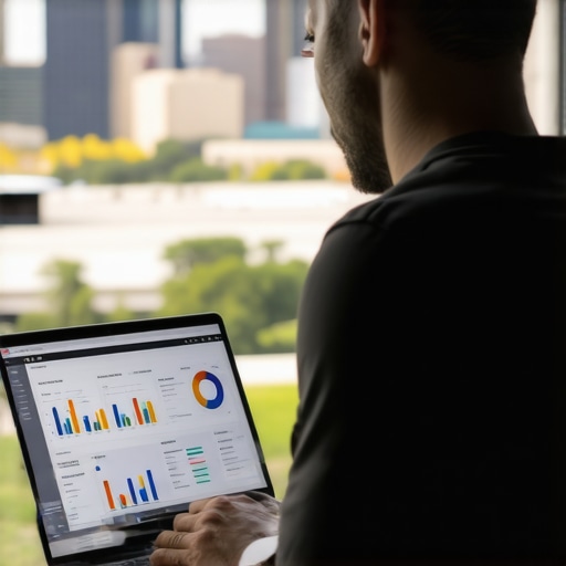 Deepening Local SEO Strategies in Plano Business owner reviewing local SEO data with Plano cityscape