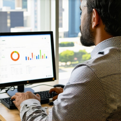 Expert Analyzing Local SEO Data in Plano SEO analyst working on local SEO strategies with Plano cityscape in background