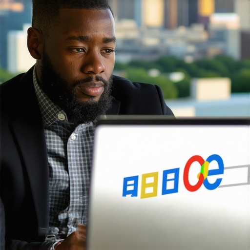 Expert Analyzing Local SEO Data in Plano SEO professional reviewing local search rankings with Plano cityscape