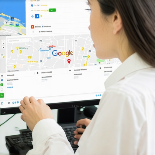 Expert analyzing local SEO Digital marketing expert reviewing Google Maps rankings with local SEO tools.