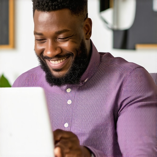Business owner updating Google My Business profile on a laptop tailored for Plano local SEO.