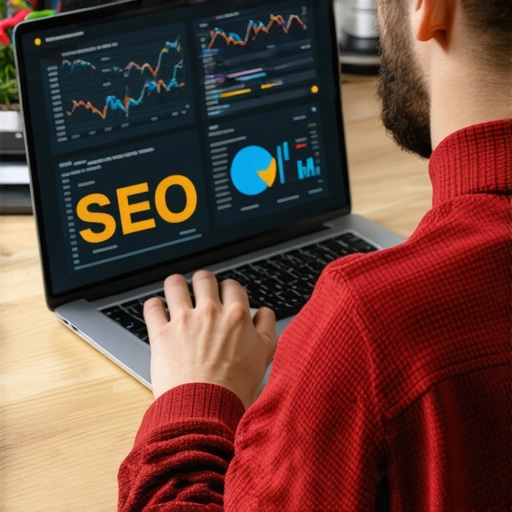 Person working on local SEO analytics and tools in an office setting