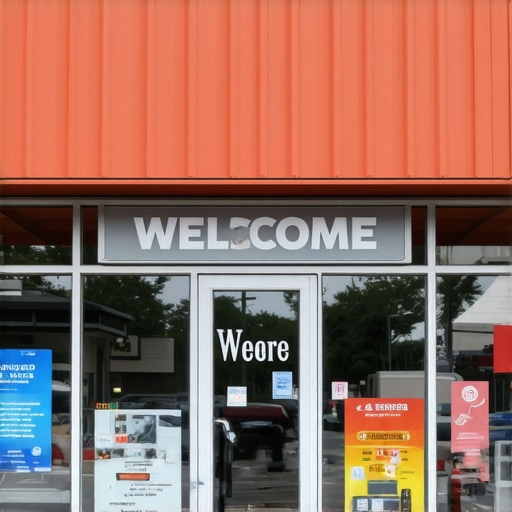 Plano Business Entrance Front view of a bustling Plano storefront with prominent signage and customer activity.