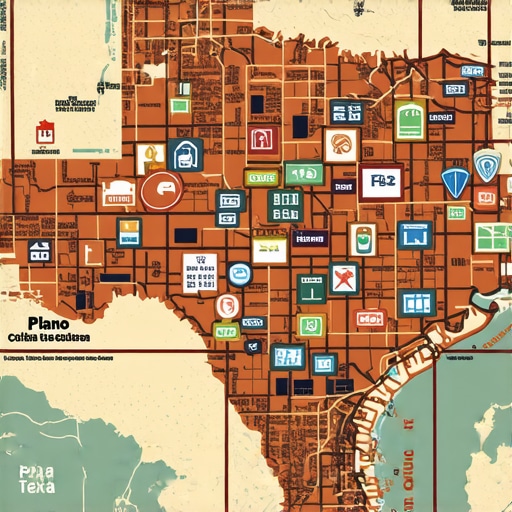 Map of Plano, Texas showing local businesses and points of interest