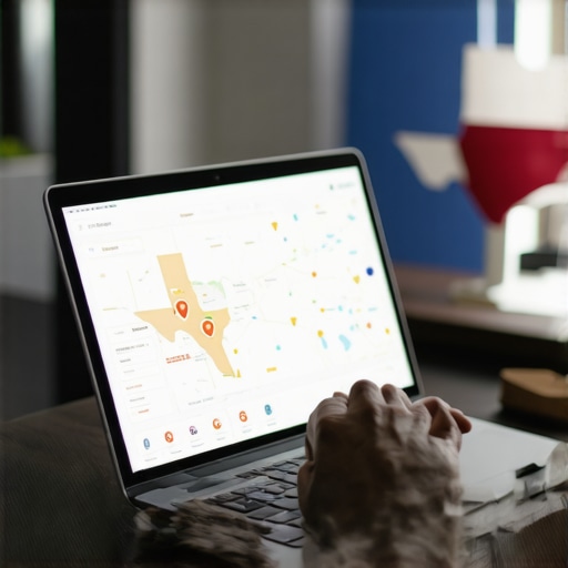 Analyzing Local SEO Data in Texas Digital marketer reviewing local search analytics on a laptop near Plano, Texas.