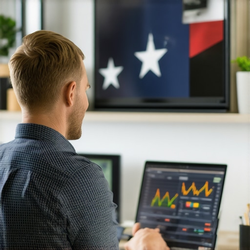 Plano business owner working on SEO strategies with digital tools in office