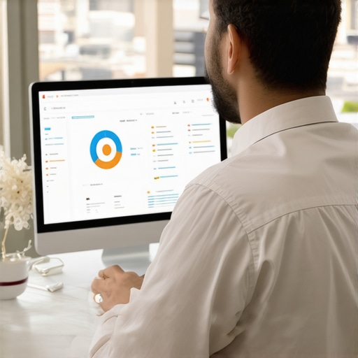 Plano business owner reviewing SEO data on laptop