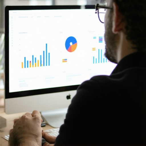 Person analyzing local SEO performance metrics on a computer.