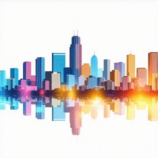 Illustration of Plano cityscape with digital marketing icons representing local SEO