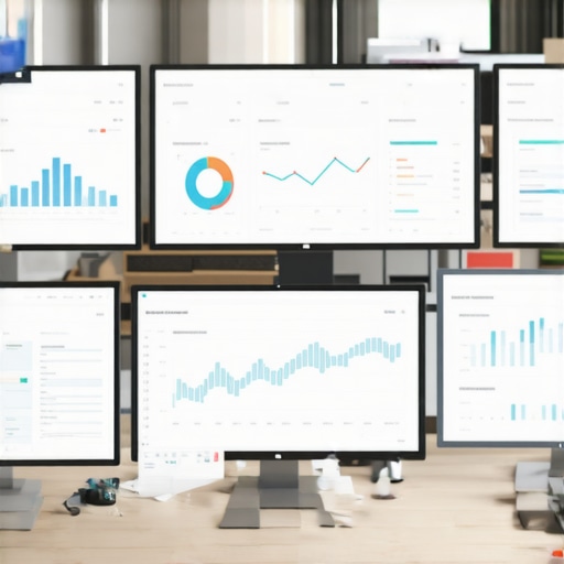 A modern office setup with screens displaying SEO analytics and local search data, representing ongoing SEO management.