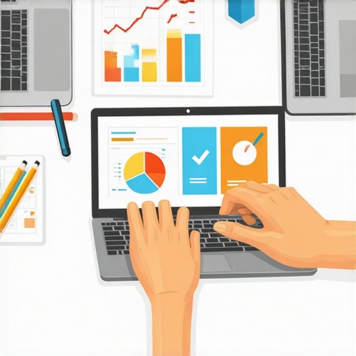 Person working on local SEO analytics on a laptop with charts and SEO tools.